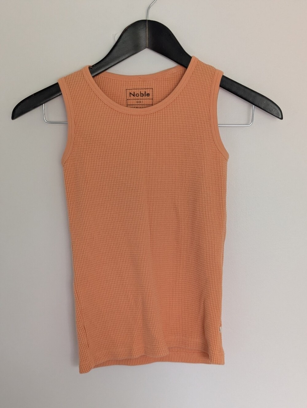 Noble Organic Pima Cotton Waffle Knit Tank Top Peach - Size 7